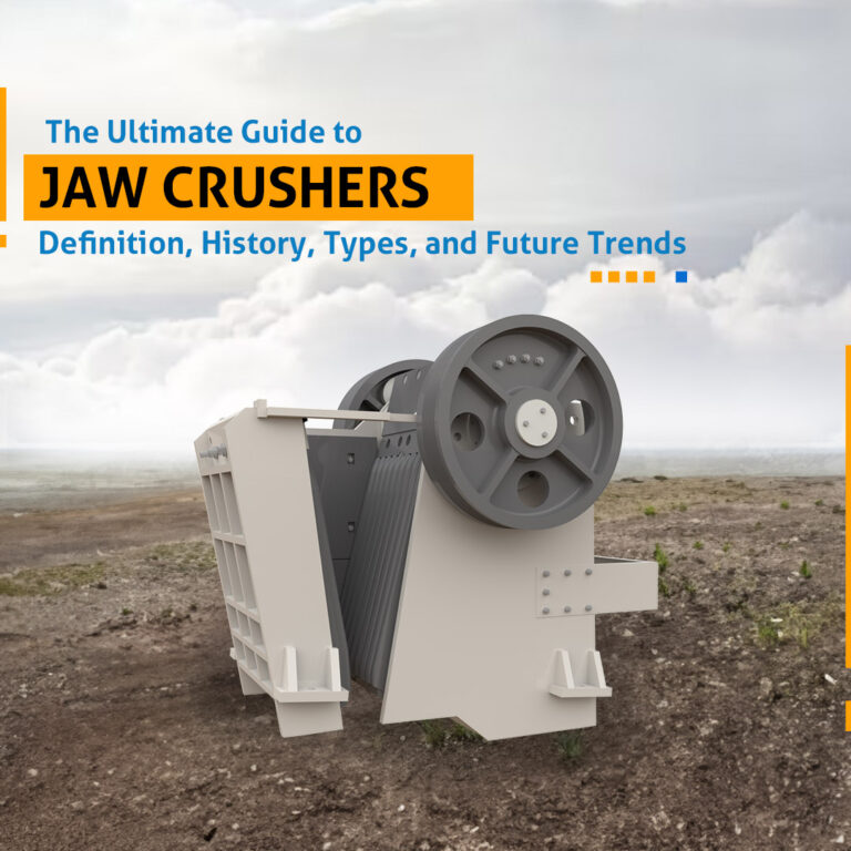 Illustration showing the construction of jaw crushers, highlighting the main frame, jaws, liners, cheek plates, and crushing chamber components.