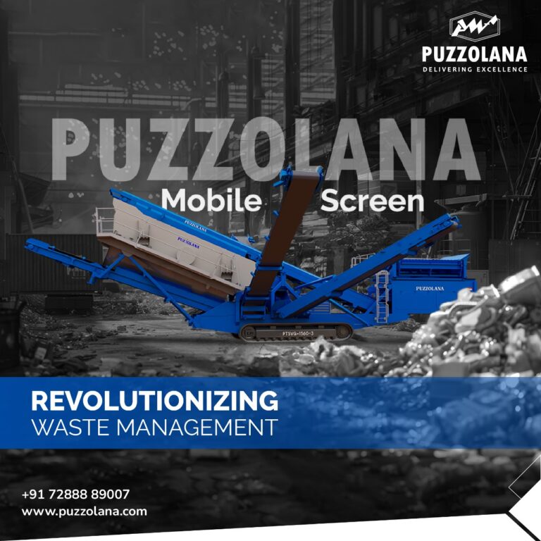 Puzzolana Mobile Screen in action, efficiently separating recyclable materials from waste.