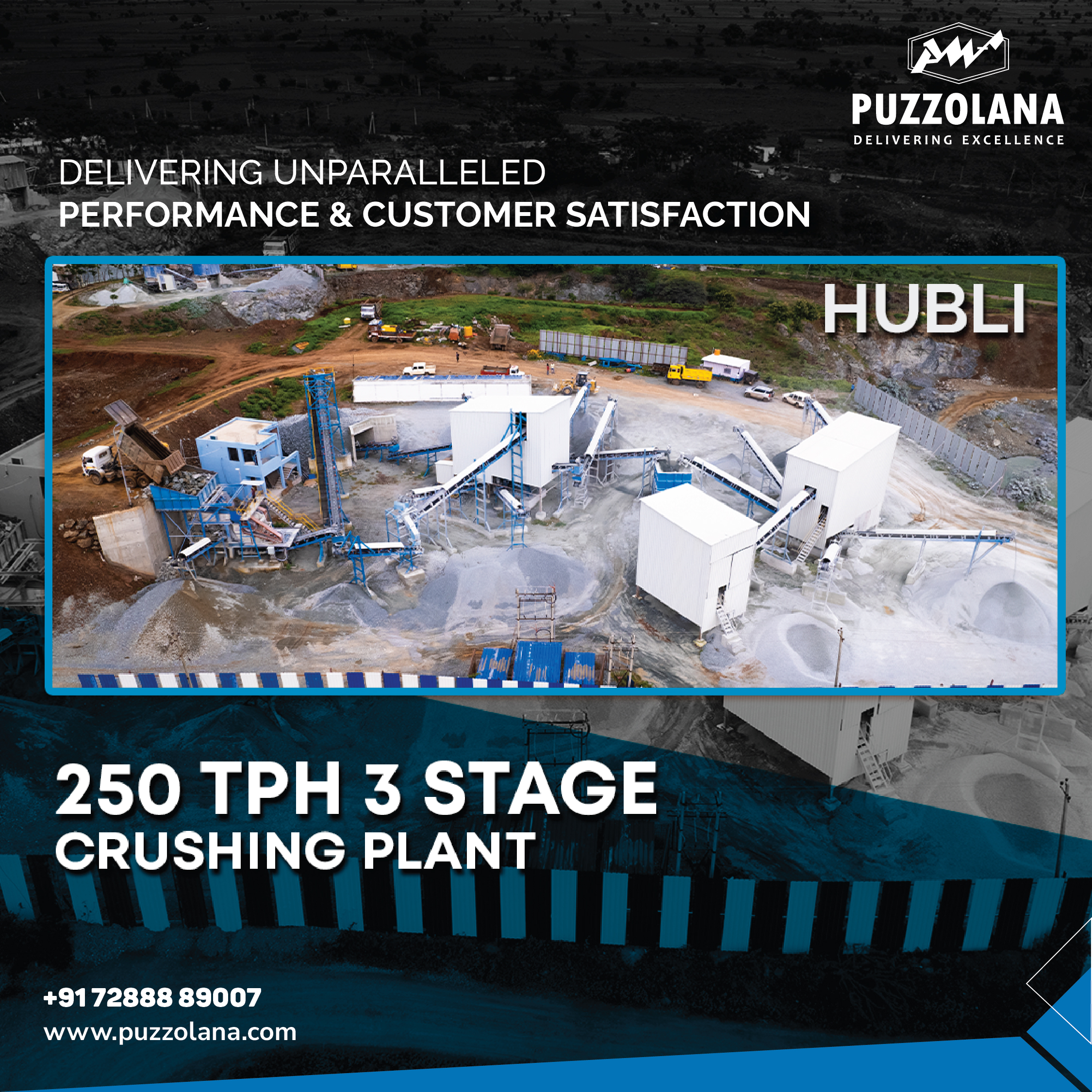 Puzzolana 200TPH 3-stage crushing plant delivering high-quality aggregates.