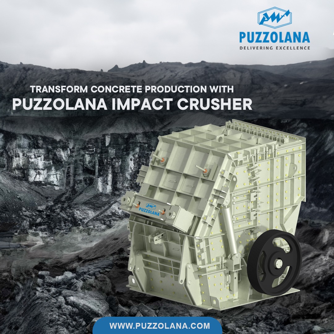 Impact crusher by Puzzolana in action, transforming aggregate materials into high-quality concrete for sustainable construction.