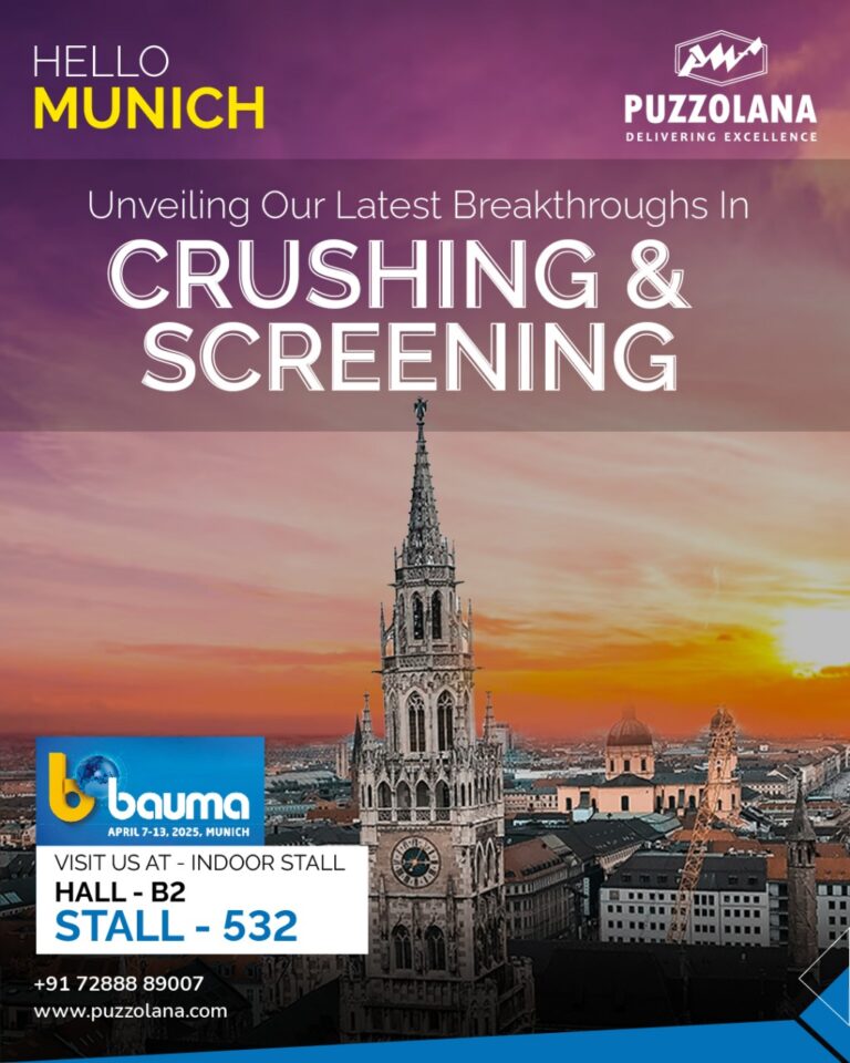 Puzzolana showcasing next-gen crushing and screening solutions at Bauma Munich 2025, Hall B2, Stall 532, in Munich, Germany.