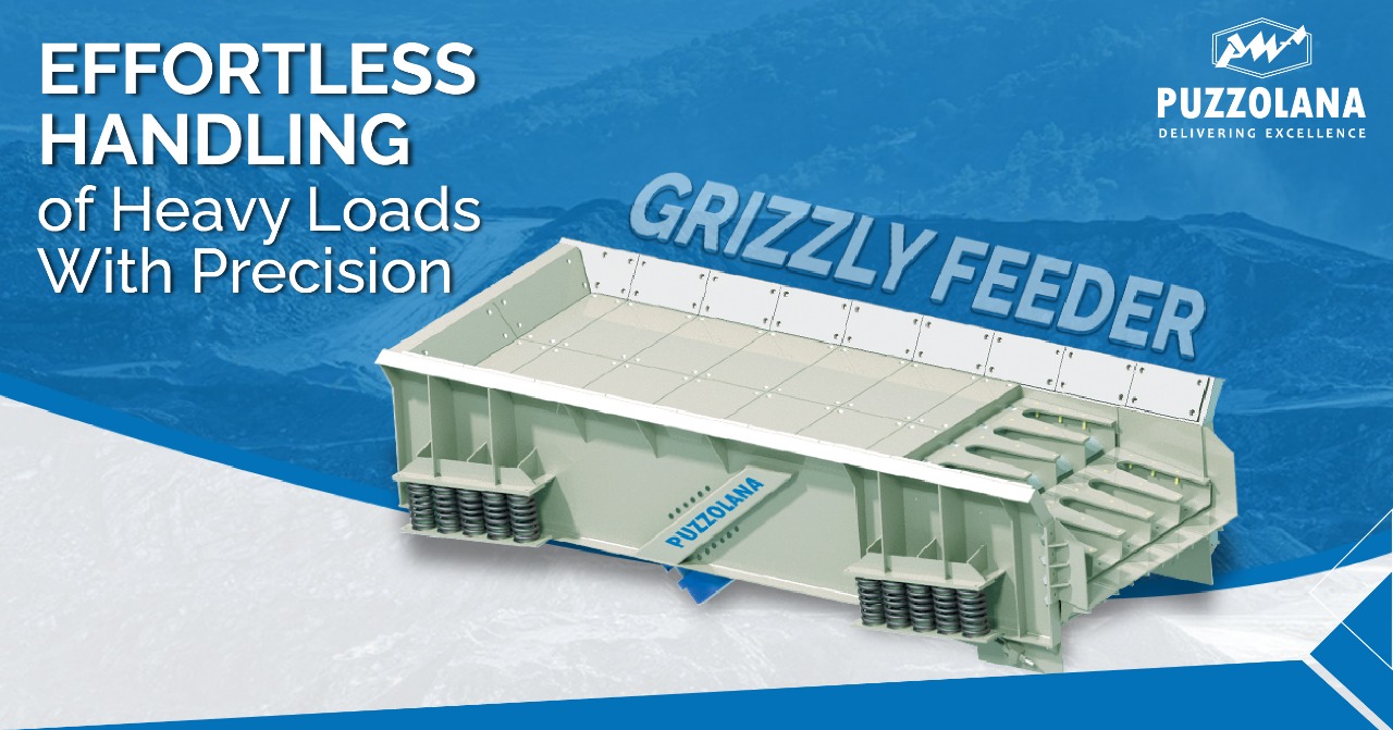 Puzzolana Grizzly Feeder handling large dump loads in a mining site