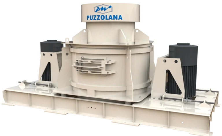 alt="Puzzolana Vertical Shaft Impact (VSI) Crusher for shaping aggregates in sand manufacturing and mining applications"