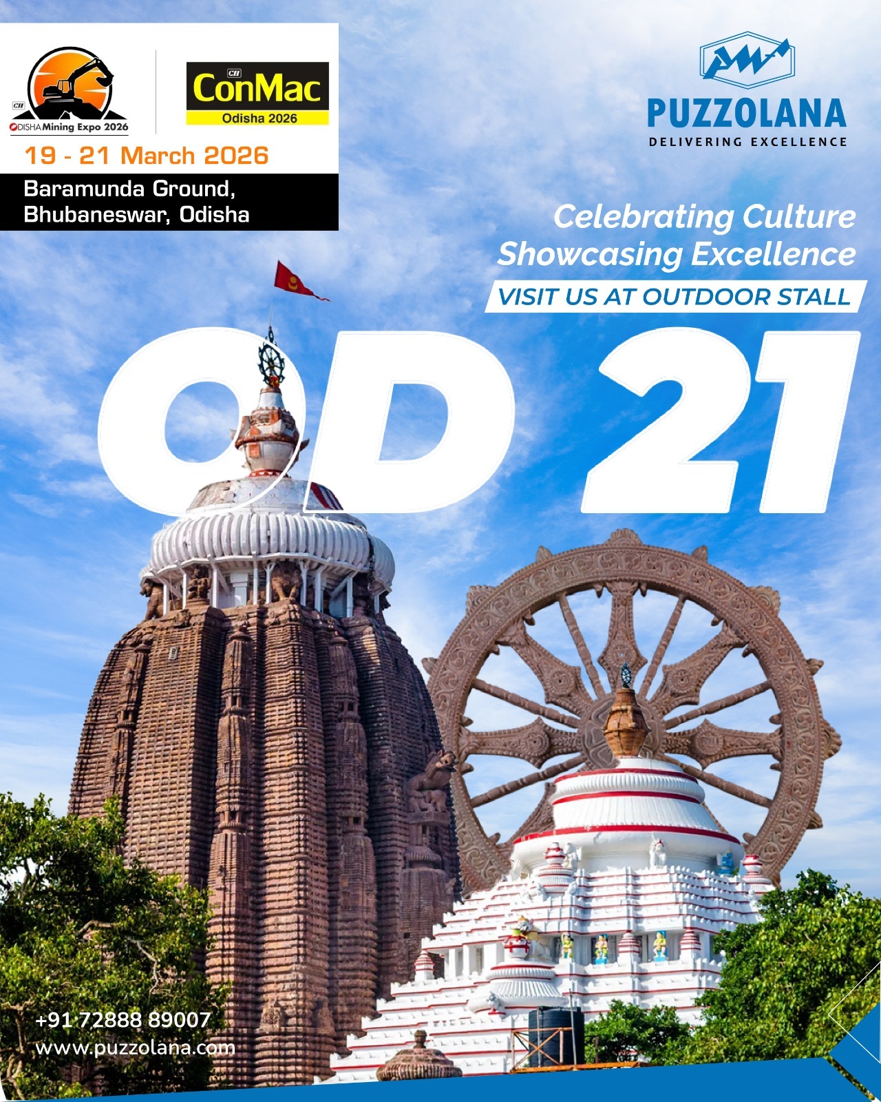 Puzzolana participating at ConMac Odisha 2026 Odisha Mining Expo at Baramunda Ground Bhubaneswar Outdoor Stall OD-21